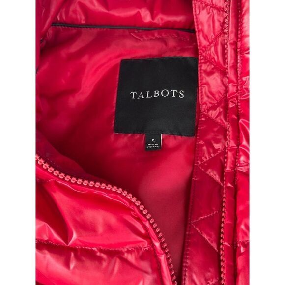 Talbots quilted puffer Vest womens small red pink 90% fill with downs - Picture 3 of 8